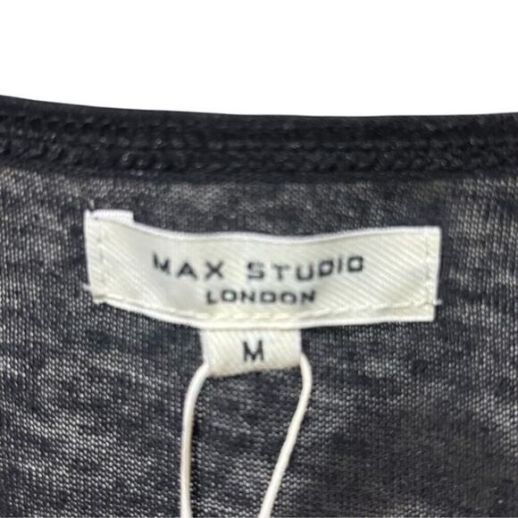 Max Studio Black Linen Blend Boxy Scoop Neck Short Sleeve Tee M NWT - Picture 7 of 8
